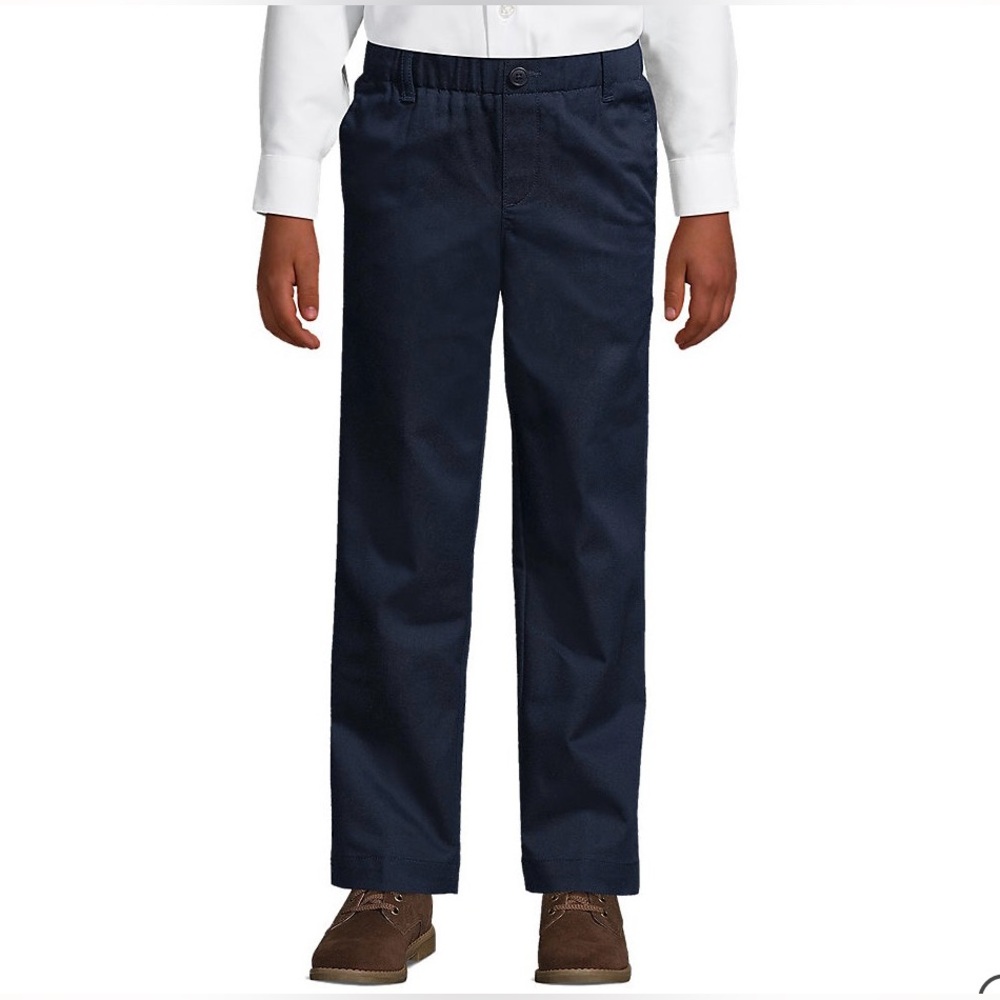 NWOT Lands End Navy School Uniform Boys Elastic Waist Pull-on Chino pants
